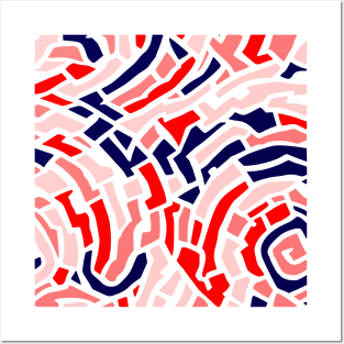 Circle Pattern Blue and Red Gradation Abstract Art Posters and Art